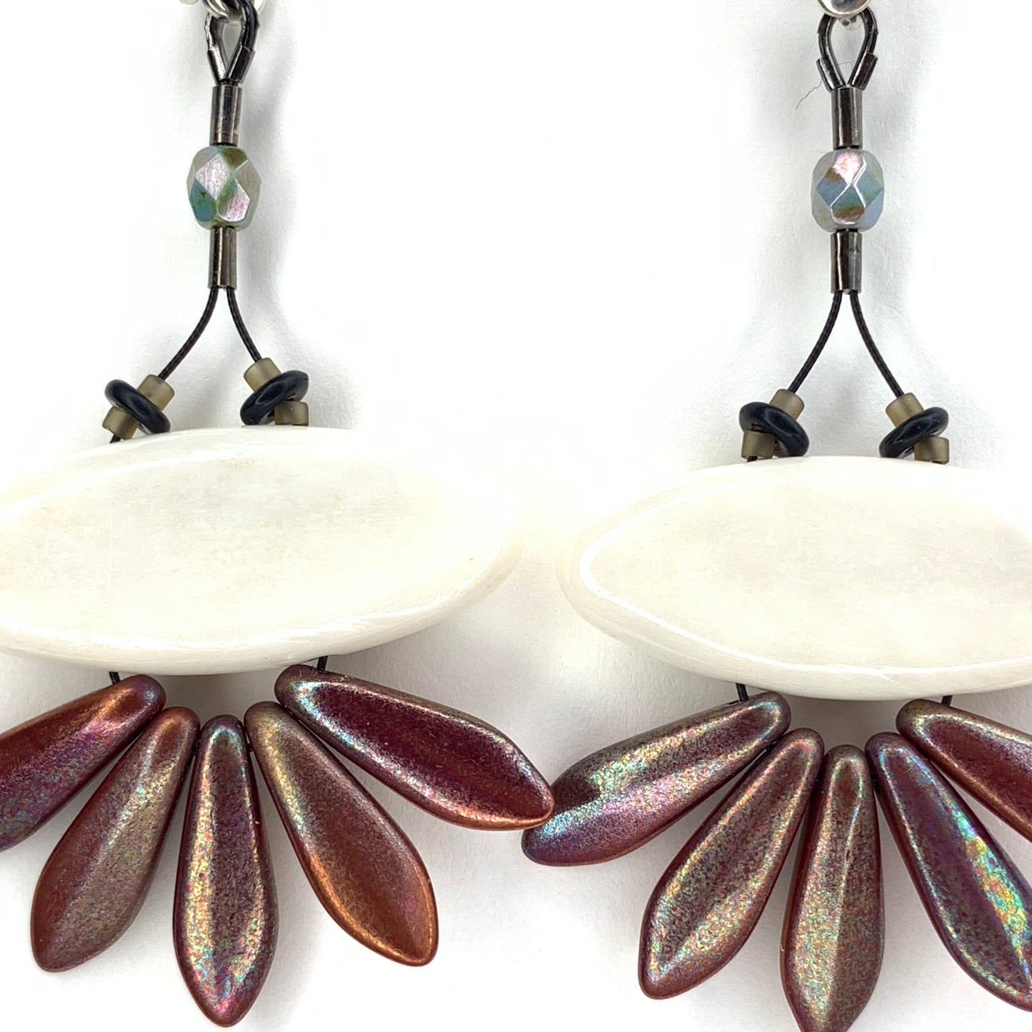 Oval Bone Fan - Coppery red