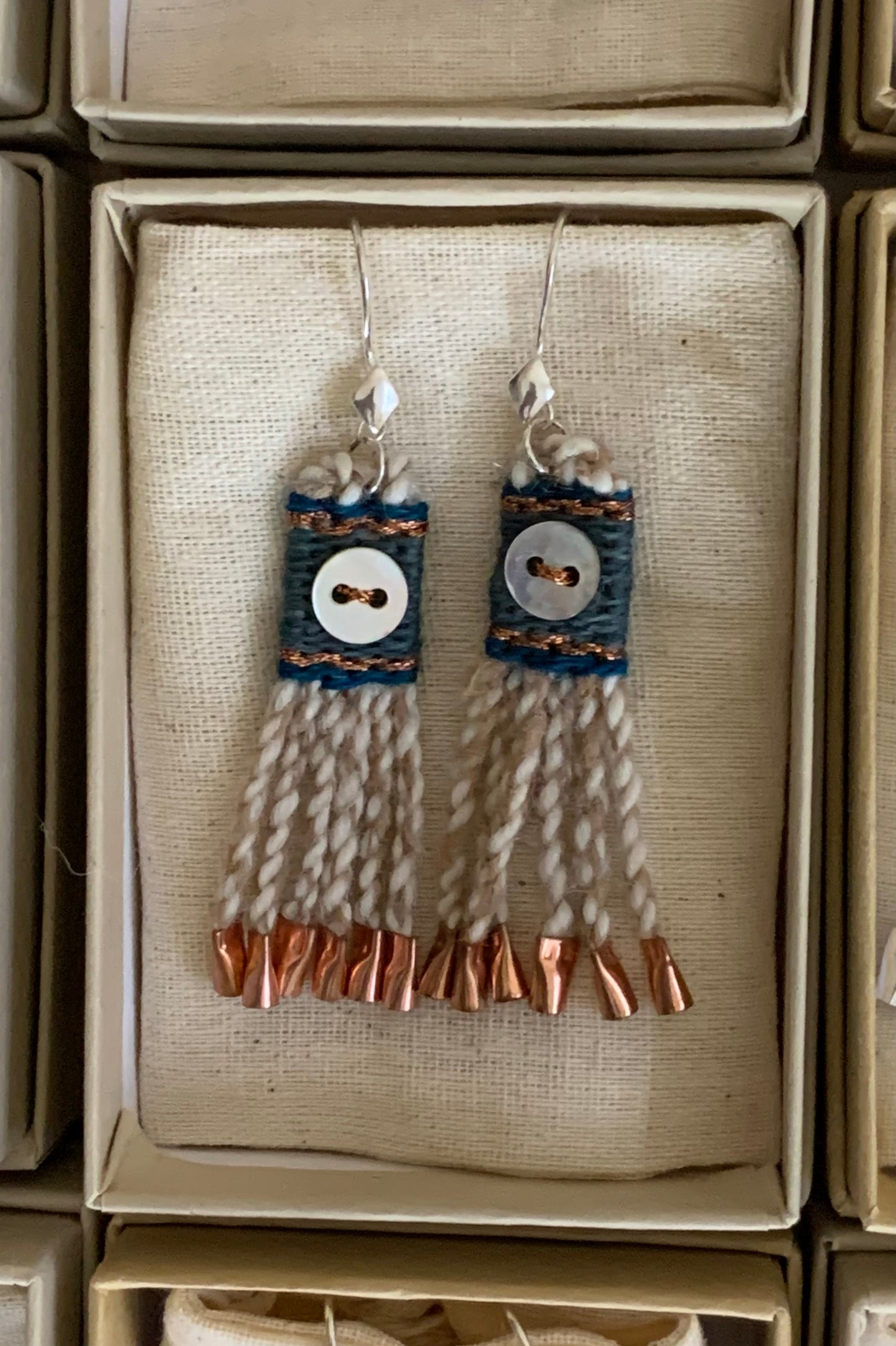 Tiny Chilkat Warp - button - Blue/Copper