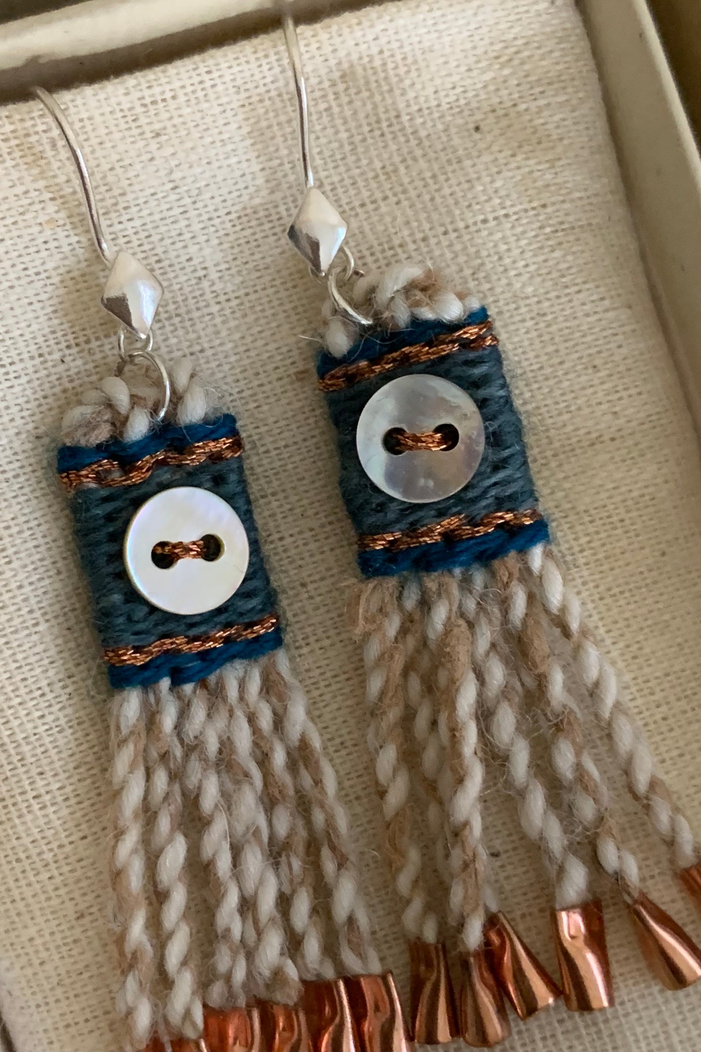 Tiny Chilkat Warp - button - Blue/Copper