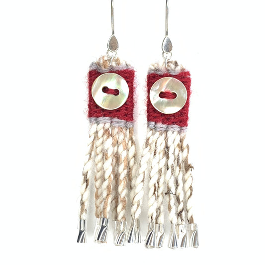 Tiny Chilkat Warp - button - Red/Gray